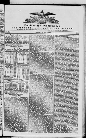 Berlinische Nachrichten von Staats- und gelehrten Sachen on Nov 23, 1854
