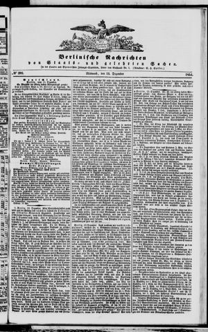 Berlinische Nachrichten von Staats- und gelehrten Sachen vom 13.12.1854