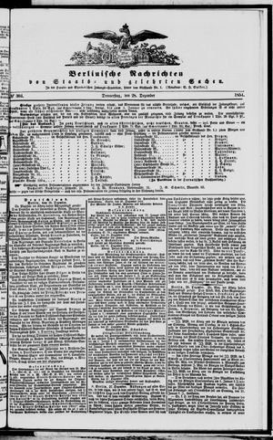 Berlinische Nachrichten von Staats- und gelehrten Sachen vom 28.12.1854
