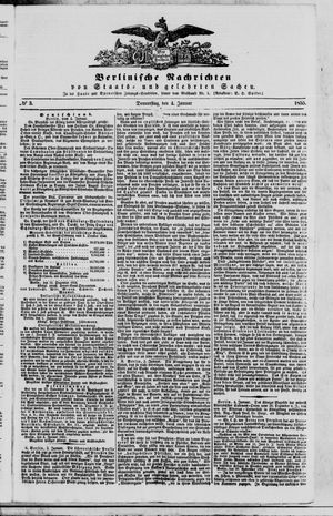 Berlinische Nachrichten von Staats- und gelehrten Sachen on Jan 4, 1855