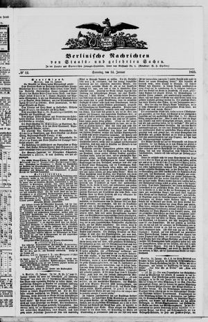 Berlinische Nachrichten von Staats- und gelehrten Sachen on Jan 14, 1855