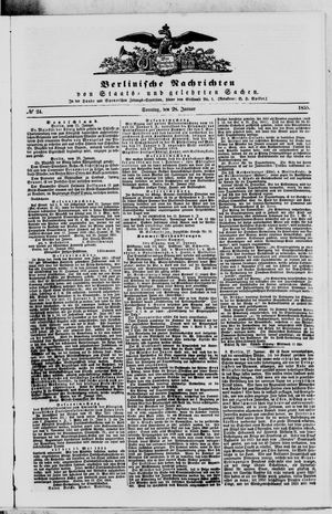 Berlinische Nachrichten von Staats- und gelehrten Sachen vom 28.01.1855