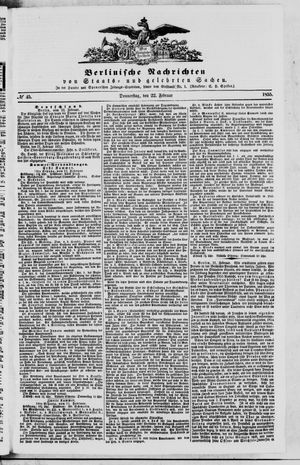 Berlinische Nachrichten von Staats- und gelehrten Sachen vom 22.02.1855