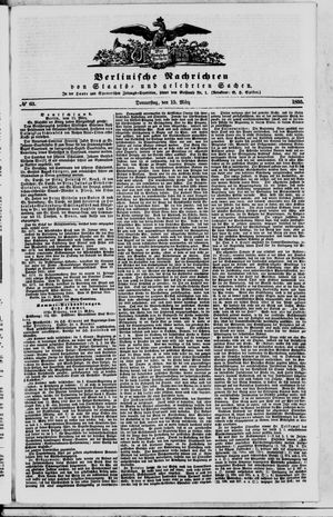 Berlinische Nachrichten von Staats- und gelehrten Sachen vom 15.03.1855