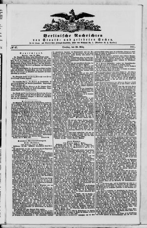 Berlinische Nachrichten von Staats- und gelehrten Sachen vom 20.03.1855