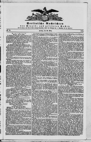 Berlinische Nachrichten von Staats- und gelehrten Sachen vom 30.03.1855