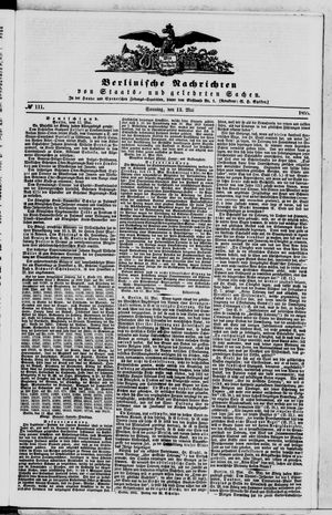 Berlinische Nachrichten von Staats- und gelehrten Sachen on May 13, 1855