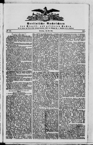 Berlinische Nachrichten von Staats- und gelehrten Sachen vom 20.05.1855