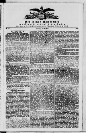 Berlinische Nachrichten von Staats- und gelehrten Sachen vom 22.05.1855