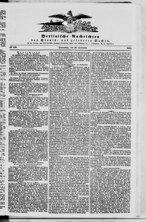 Berlinische Nachrichten von Staats- und gelehrten Sachen on Sep 20, 1855