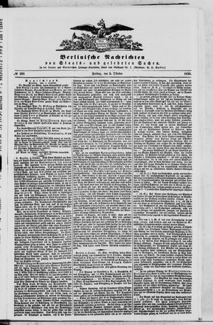 Berlinische Nachrichten von Staats- und gelehrten Sachen vom 05.10.1855