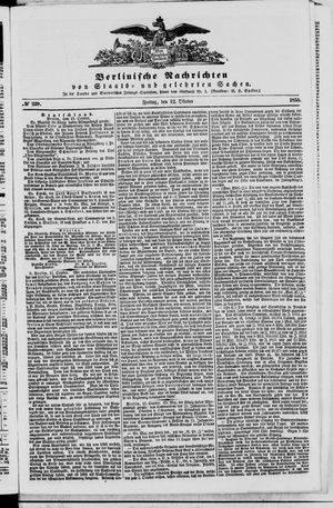 Berlinische Nachrichten von Staats- und gelehrten Sachen vom 12.10.1855