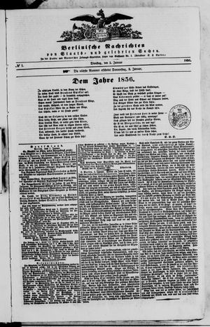 Berlinische Nachrichten von Staats- und gelehrten Sachen vom 01.01.1856