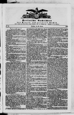 Berlinische Nachrichten von Staats- und gelehrten Sachen vom 29.01.1856