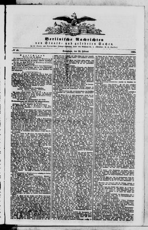 Berlinische Nachrichten von Staats- und gelehrten Sachen vom 16.02.1856