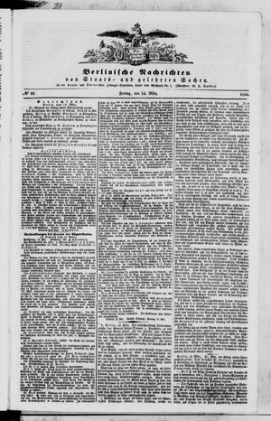 Berlinische Nachrichten von Staats- und gelehrten Sachen vom 14.03.1856