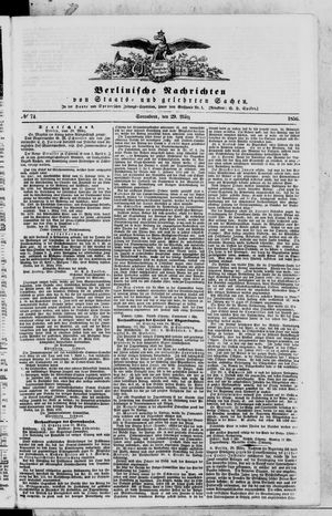 Berlinische Nachrichten von Staats- und gelehrten Sachen vom 29.03.1856