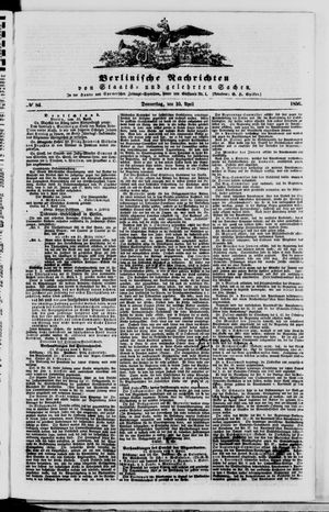 Berlinische Nachrichten von Staats- und gelehrten Sachen vom 10.04.1856