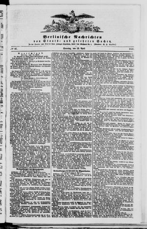 Berlinische Nachrichten von Staats- und gelehrten Sachen on Apr 13, 1856