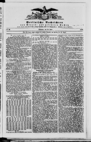 Berlinische Nachrichten von Staats- und gelehrten Sachen vom 16.04.1856