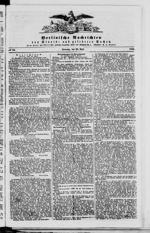 Berlinische Nachrichten von Staats- und gelehrten Sachen vom 20.04.1856