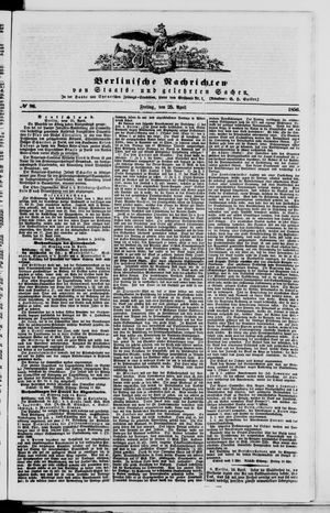 Berlinische Nachrichten von Staats- und gelehrten Sachen vom 25.04.1856