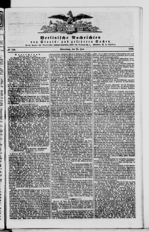 Berlinische Nachrichten von Staats- und gelehrten Sachen vom 21.06.1856