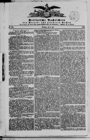Berlinische Nachrichten von Staats- und gelehrten Sachen vom 01.07.1856