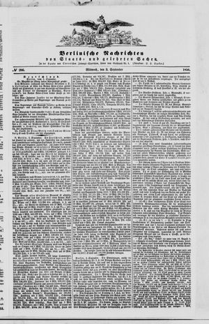Berlinische Nachrichten von Staats- und gelehrten Sachen on Sep 3, 1856