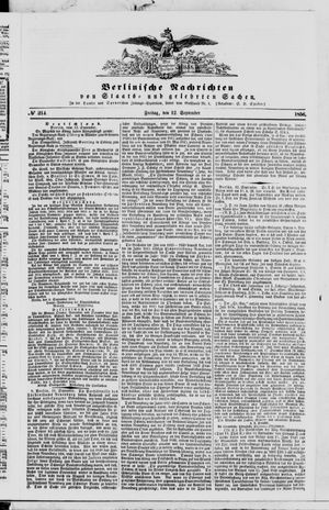 Berlinische Nachrichten von Staats- und gelehrten Sachen vom 12.09.1856