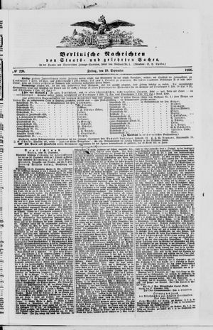 Berlinische Nachrichten von Staats- und gelehrten Sachen vom 19.09.1856
