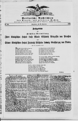 Berlinische Nachrichten von Staats- und gelehrten Sachen vom 20.09.1856