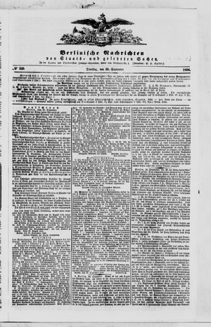 Berlinische Nachrichten von Staats- und gelehrten Sachen vom 30.09.1856