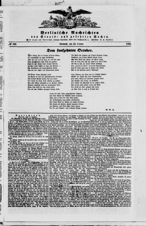 Berlinische Nachrichten von Staats- und gelehrten Sachen vom 15.10.1856