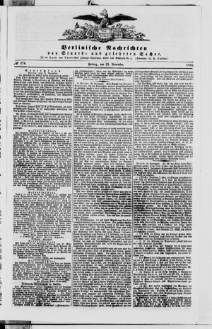 Berlinische Nachrichten von Staats- und gelehrten Sachen vom 21.11.1856