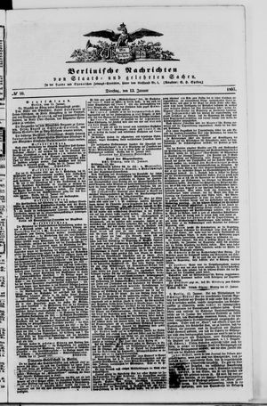 Berlinische Nachrichten von Staats- und gelehrten Sachen vom 13.01.1857