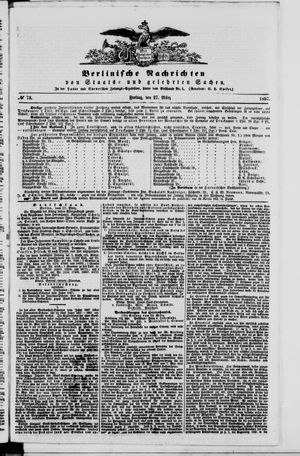Berlinische Nachrichten von Staats- und gelehrten Sachen vom 27.03.1857