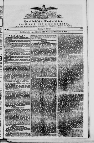 Berlinische Nachrichten von Staats- und gelehrten Sachen on Apr 12, 1857