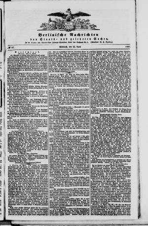 Berlinische Nachrichten von Staats- und gelehrten Sachen vom 15.04.1857