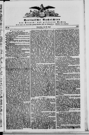 Berlinische Nachrichten von Staats- und gelehrten Sachen vom 23.04.1857