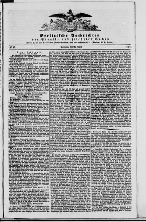 Berlinische Nachrichten von Staats- und gelehrten Sachen vom 26.04.1857