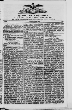Berlinische Nachrichten von Staats- und gelehrten Sachen vom 30.04.1857