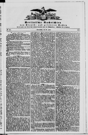 Berlinische Nachrichten von Staats- und gelehrten Sachen on Jun 27, 1857