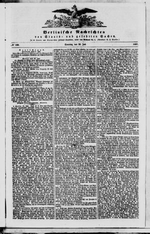 Berlinische Nachrichten von Staats- und gelehrten Sachen vom 19.07.1857