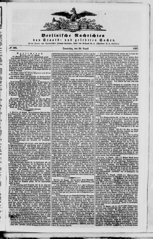 Berlinische Nachrichten von Staats- und gelehrten Sachen vom 20.08.1857