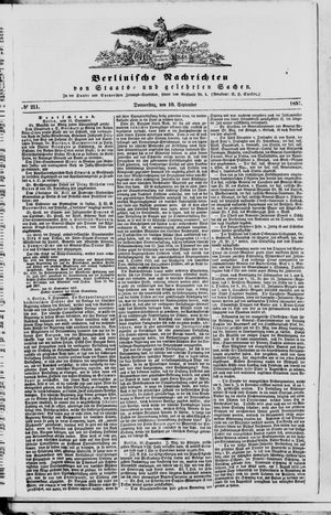 Berlinische Nachrichten von Staats- und gelehrten Sachen vom 10.09.1857