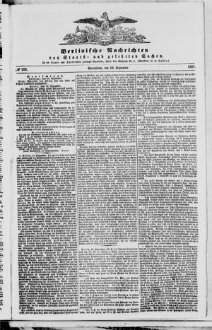 Berlinische Nachrichten von Staats- und gelehrten Sachen on Sep 12, 1857