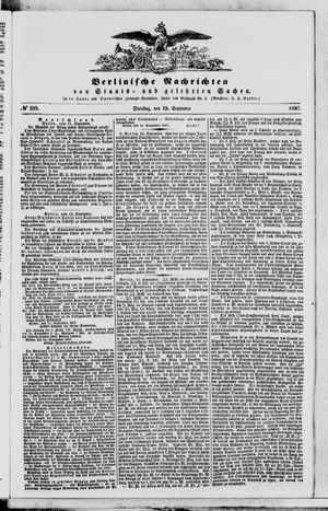 Berlinische Nachrichten von Staats- und gelehrten Sachen vom 15.09.1857