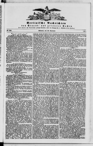 Berlinische Nachrichten von Staats- und gelehrten Sachen vom 16.09.1857
