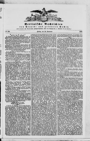 Berlinische Nachrichten von Staats- und gelehrten Sachen vom 18.09.1857